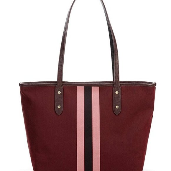 NWT COACH VARSITY STRIPE TOP ZIP TOTE HANDBAG - Picture 2 of 4